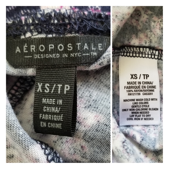 Aeropostal Blue & Pink Paisley Flare Leggings - Picture 2 of 5